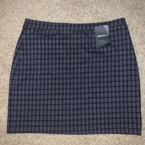 Navy plaid mini pencil skirt